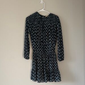 Michael Kors Navy and Blue Floral Long Sleeve Dress